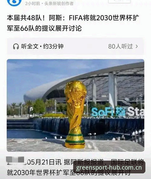 2030年世界杯扩军至66队详解：中国男足重返舞台的绝佳机会